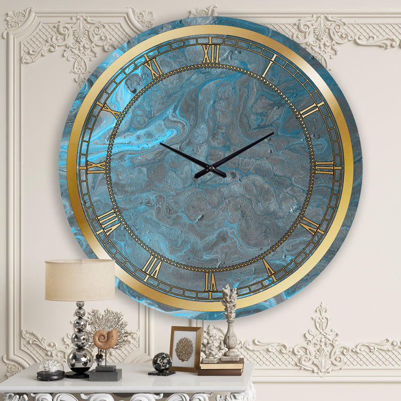 The Twillery Co.?? Alessa Blue and Gray Faux Marble Wall Clock & Reviews ...